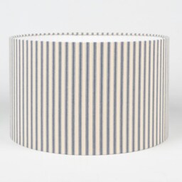 Nautical Cotton Ticking Stripe Lampshade. Seaside Inspired Navy Blue & White Striped Cylinder Style Shade. 30cm & 40cm Available - thumbnail 2