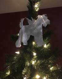 Schnauzer Angel Dog, Natural Ears & Tail, Silhouette, Metal, Christmas Tree Topper, Wall, Shelf Art Or Yard, Great Gift, Uncropped