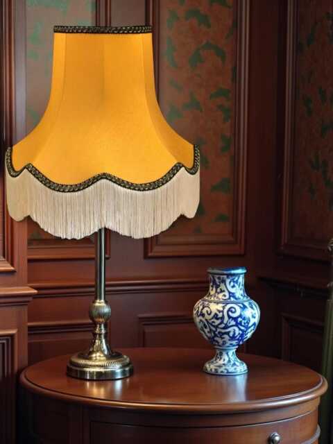 Traditional Gold Fabric Lampshade Handmade For Table & Floor Standard Lamp Bases, Wall Light Fixtures, Ceiling Fittings - image 1