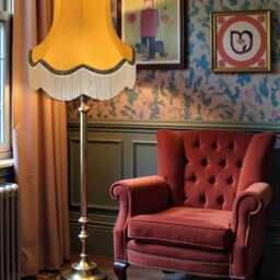 Traditional Gold Fabric Lampshade Handmade For Table & Floor Standard Lamp Bases, Wall Light Fixtures, Ceiling Fittings - thumbnail 2