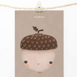 Acorn Print, Woodland Decor, Cute Kids Poster, Boho Nursery Scandi Playroom Prints, Wall Art - thumbnail 3