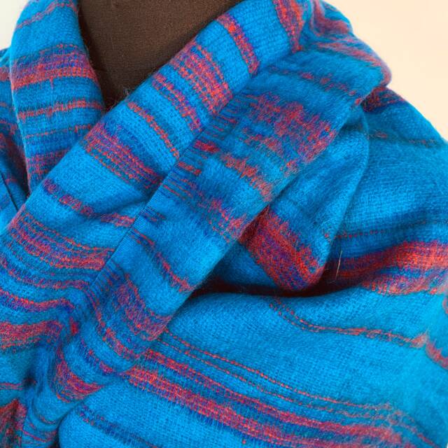Warm Blue Cosy Blanket 4 Parties Festivals & Snuggling. A Lovely Soft Touch, Very Warm, Nice & Lightweight Shawl Scarf Throw - image 1