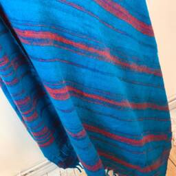 Warm Blue Cosy Blanket 4 Parties Festivals & Snuggling. A Lovely Soft Touch, Very Warm, Nice & Lightweight Shawl Scarf Throw - thumbnail 3