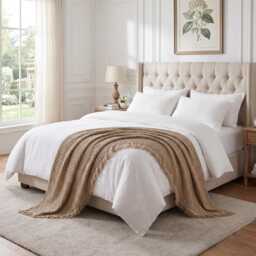 Textured Waffle Throw Blanket With Fringe, Soft Cozy Bed Sofa Cover - thumbnail 3