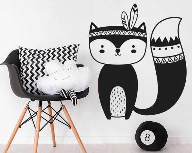 Fox Wall Decal - Tribal Nursery Decal, Woodland Sticker, Vinyl For Kids Room & - image 1