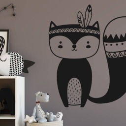 Fox Wall Decal - Tribal Nursery Decal, Woodland Sticker, Vinyl For Kids Room & - thumbnail 2