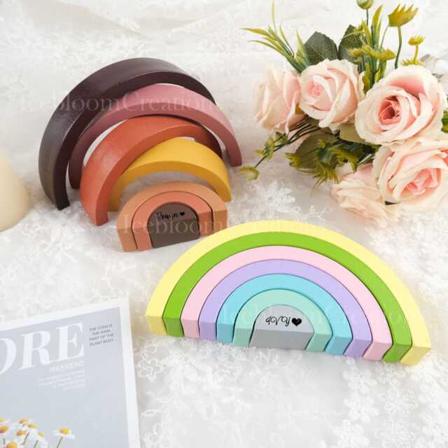 Wooden Rainbow Stacking, Customized Children's Stacking Toys, Early Education Toys - image 1