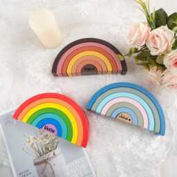 Wooden Rainbow Stacking, Customized Children's Stacking Toys, Early Education Toys - thumbnail 3