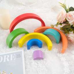 Wooden Rainbow Stacking, Customized Children's Stacking Toys, Early Education Toys - thumbnail 2
