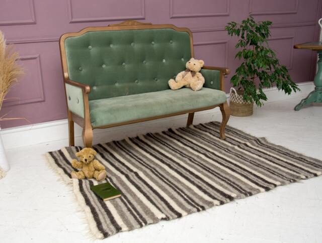 Handmade Carpathian Wool Area Rug Soft Woven Bedroom Carpet - image 1