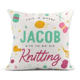 Personalised Cushion, Knitting Lover Gift, Linen Cushion - thumbnail 2