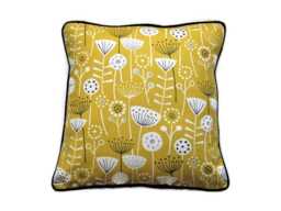 Yellow Ochre Floral Cushion Cover Scandi Design Throw Pillow - thumbnail 1
