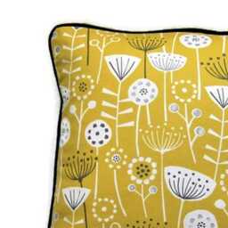 Yellow Ochre Floral Cushion Cover Scandi Design Throw Pillow - thumbnail 2