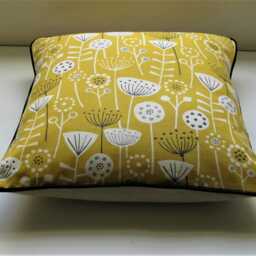Yellow Ochre Floral Cushion Cover Scandi Design Throw Pillow - thumbnail 3