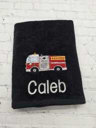 Fire Truck Personalized Beach Towel Monogrammed Fireman Birthday Gift Fighter Decor Dad Rookie - thumbnail 2