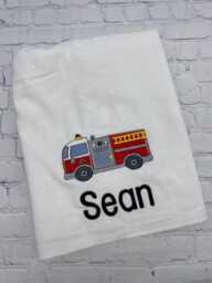 Fire Truck Personalized Beach Towel Monogrammed Fireman Birthday Gift Fighter Decor Dad Rookie - thumbnail 3