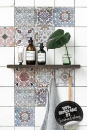 Azulejos Tile Stickers, Portuguese, Lisbon, Pack Of 24, Backsplash Decal, Traditional Aged Tiles, Ornaments, Decorative, Ceramic #21T - thumbnail 1
