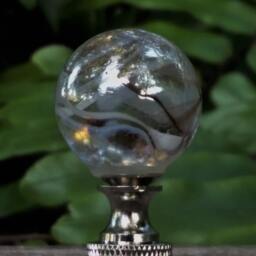Contemporary Lamp Finial, Clear Black White, Iridescent Glass - thumbnail 2