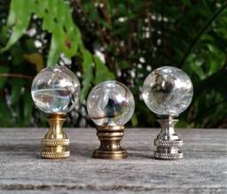 Contemporary Lamp Finial, Clear Black White, Iridescent Glass - thumbnail 1