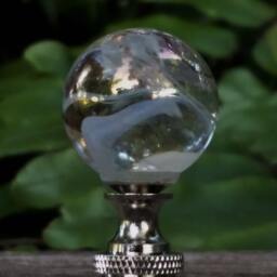 Contemporary Lamp Finial, Clear Black White, Iridescent Glass - thumbnail 3