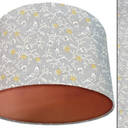Botanical Bird Lampshade Grey Country Home Decor, UK Handmade - thumbnail 2