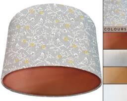 Botanical Bird Lampshade Grey Country Home Decor, UK Handmade - thumbnail 1
