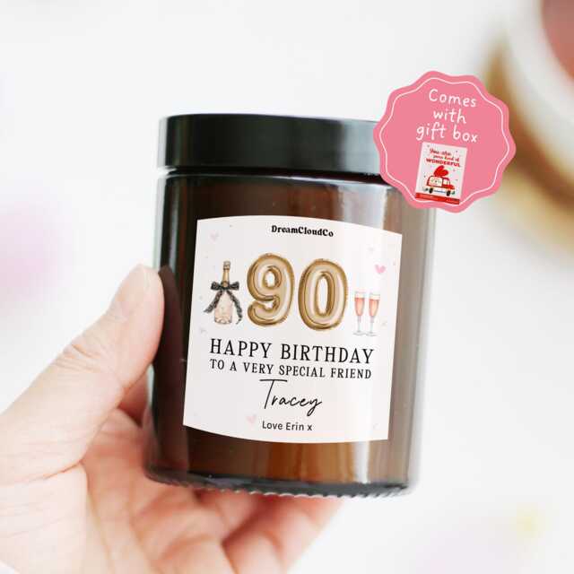 90Th Birthday Gift For Her Best Friend Personalized Candle With Custom Name & Message - For Seventy Milestone Happy - image 1