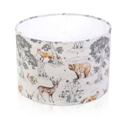 Woodland Animals Lampshade, Stag Bear Fox Rabbit Print, Handmade in UK - thumbnail 1