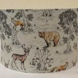 Woodland Animals Lampshade, Stag Bear Fox Rabbit Print, Handmade in UK - thumbnail 3