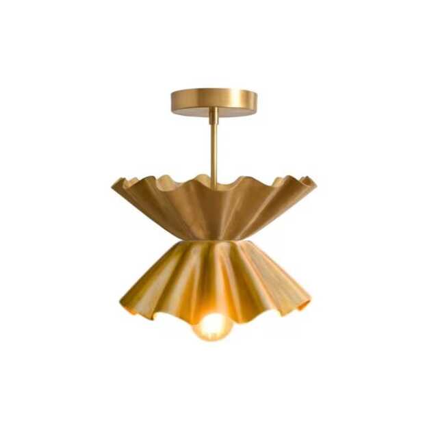 Metal Cone Hanging Lamp - Ruffle Chandelier Pendant Light - image 1