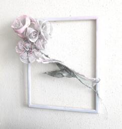 Roses For You Wire Mesh Sculpture/Framed Metal Wall Art Ooak - thumbnail 1