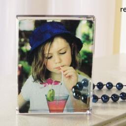 Personalized Photo Frame - See Through Glass Small Wedge - thumbnail 4