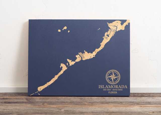 Islamorada, Florida Map - Engraved Wood Coastal Wall Art Sign, Beach House Home Decor Nautical Print, Unique Personalized Family Gift - image 1