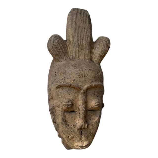 Baule Portrait Mask C??te D'ivoire Hand Carved Wood Vintage West African Art - image 1