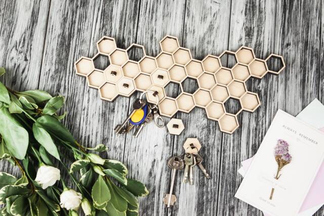 Honeycomb Key Holder, Wall Organizer, Holder With Shelf, Keychain, Unique Key Holder For Wall, Hanger - image 1
