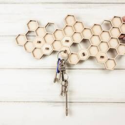 Honeycomb Key Holder, Wall Organizer, Holder With Shelf, Keychain, Unique Key Holder For Wall, Hanger - thumbnail 3
