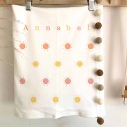 Personalized Sunshine Baby Blanket Cotton Sun Nursery Decor - thumbnail 2