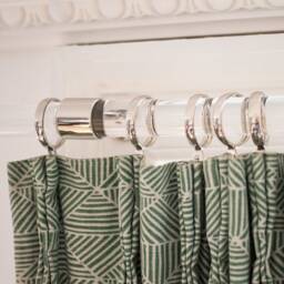Clear Curtain Pole With Nickel Brackets - Strong Modern Rail Lucite Acrylic Custom Sizes - thumbnail 2
