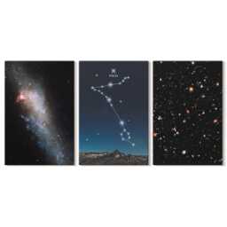 Set Of 3 Canvas Prints - Space Landscapes With The Constellation Pisces & Galaxies, Navy Print On Canvas, Astrology Wall Decor - thumbnail 1