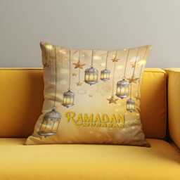 Ramadan Mubarak Cushion Cover, Lantern Islamic Pillow Case, Eid Home Decor, Muslim Decorative Throw Pillowcase - thumbnail 1