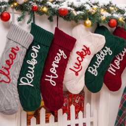 Personalized Christmas Stockings, 2025 Knitted Stockings With Name, Pet Dog Family Holiday Decor - thumbnail 2