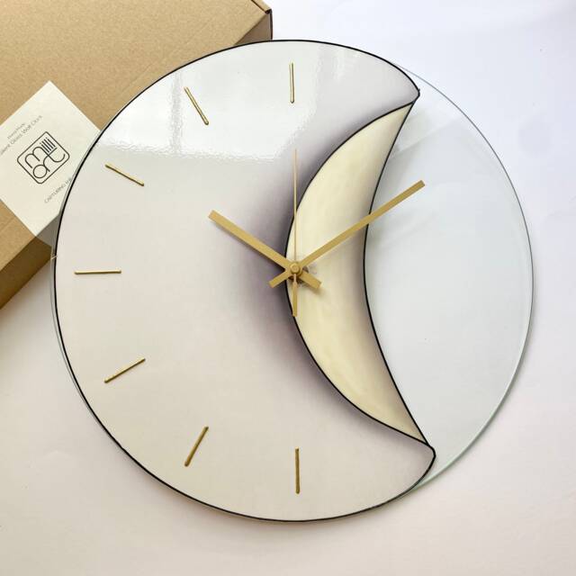 White Tempered Glass Wall Clock Unusual Clocks With Silent Movement - image 1