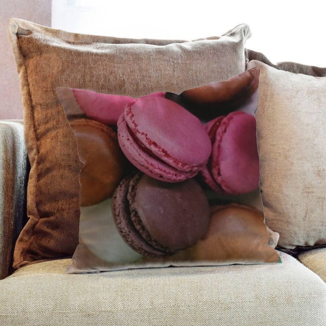 Macaroons Sweet Treats Photography - Decorative Pillow Throw Cushion Fabric , Case Cover Or With Filling