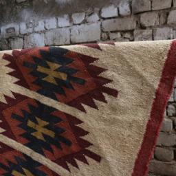 Handmade Jute Wool Kilim Rug - 3x5 Ft Traditional Indian Design - thumbnail 3