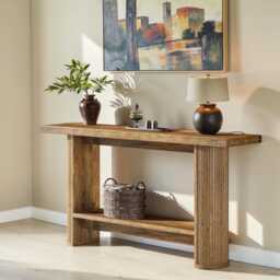 Modern Narrow Console Table 140cm Wood Entryway Sofa Table D??cor - thumbnail 1