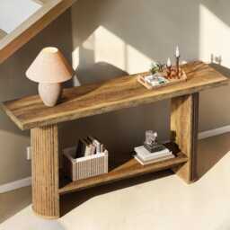 Modern Narrow Console Table 140cm Wood Entryway Sofa Table D??cor - thumbnail 3