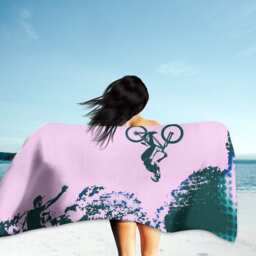 Mountain Bike Beach Towel Cycling Art - 70x35 Inches - thumbnail 2