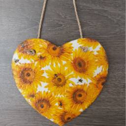 Sunflower Slate Heart Plaque Bee Wall Art Hanging Decoration - thumbnail 2