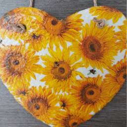 Sunflower Slate Heart Plaque Bee Wall Art Hanging Decoration - thumbnail 3