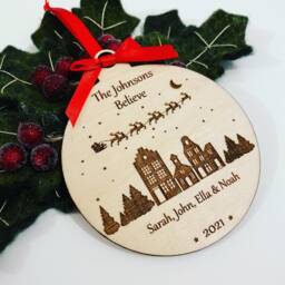 Personalized Christmas Bauble, Mirrored Acrylic Or Wooden Ornament - thumbnail 1